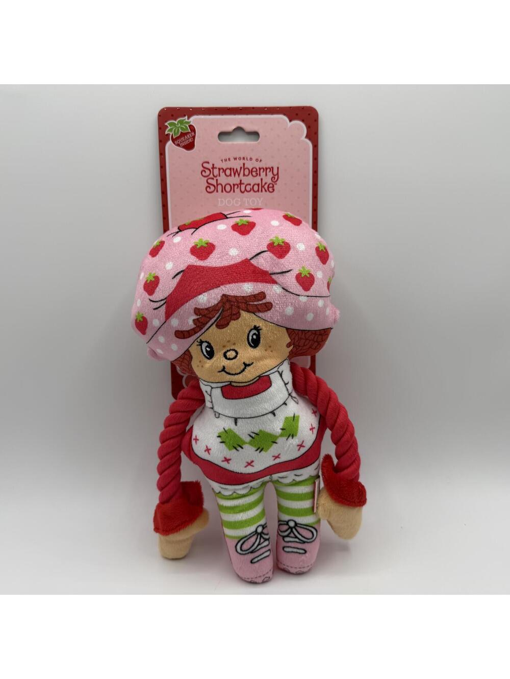 Strawberry Shortcake Doll 9" Plush Rope Dog Toy Crinkle Squeak New With Tags
